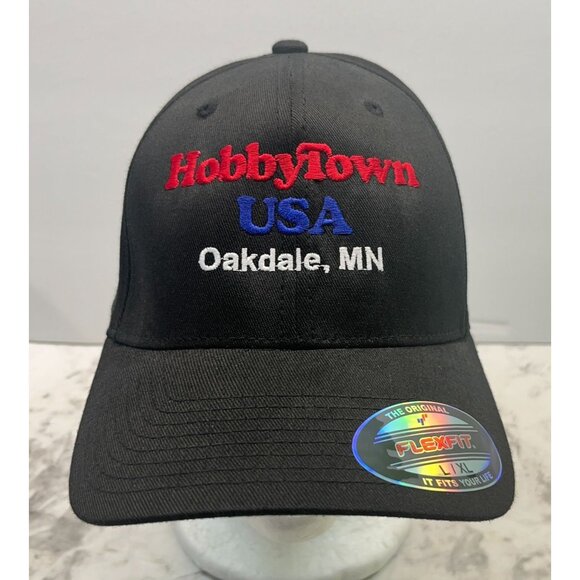 HobbyTown USA Flexfit Hat Oakdale MN Black L/XL Bamboo Blend Embroidered Logo - Picture 9 of 9